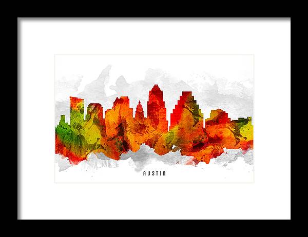 Austin Framed Print featuring the painting Austin Texas Cityscape 15 by Aged Pixel