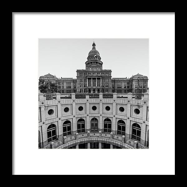 America Framed Print featuring the photograph Austin Texas USA State Capitol - Black and White Edition - 1x1 by Gregory Ballos