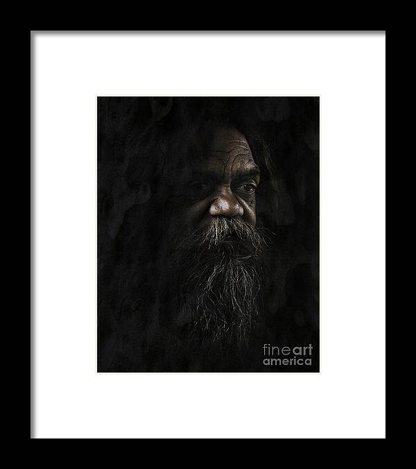 Textures Framed Print featuring the photograph Australian full blood aborigine by Sheila Smart Fine Art Photography