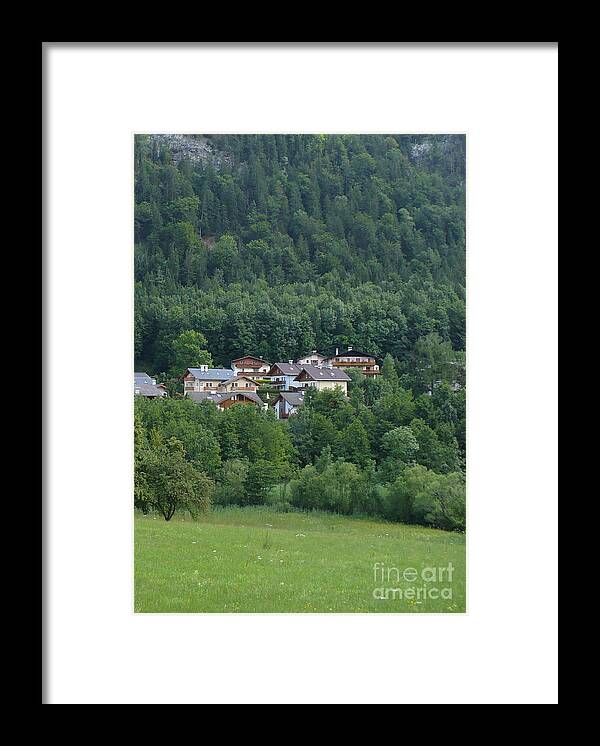 Austria Framed Print featuring the photograph Austrian Houses Tucked in Hillside by Carol Groenen