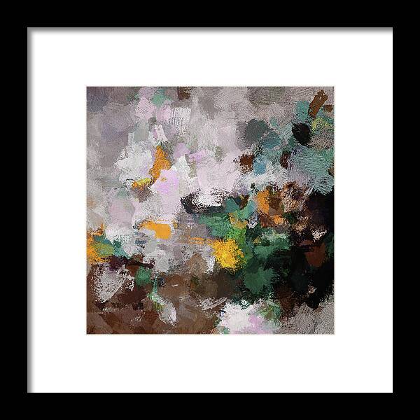 Abstract Framed Print featuring the painting Autumn Abstract Painting by Inspirowl Design