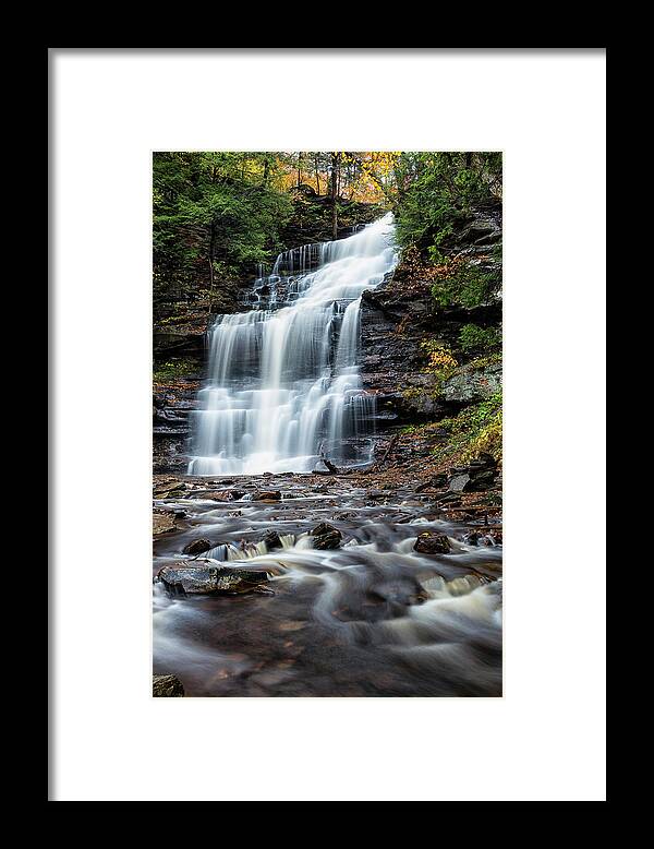Ricketts Glen State Park Framed Print featuring the photograph Autumn at Ganoga Falls by Dennis Kowalewski