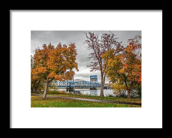 Lewiston Framed Print featuring the photograph Autumn Blue Bridge by Brad Stinson