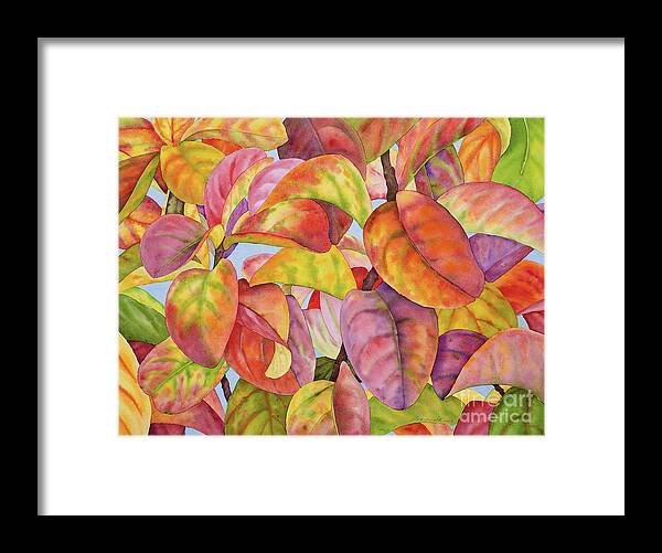 Autumn Leaves Framed Print featuring the painting Autumn Crepe Myrtle by Lucy Arnold
