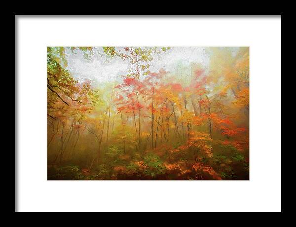 Autumn Framed Print featuring the painting Autumn Fall Colors - Dazzling Color in the Blue Ridge AP by Dan Carmichael