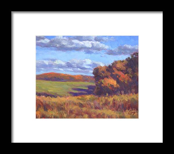 Autumn Framed Print featuring the painting Autumn Fields by Michael Camp