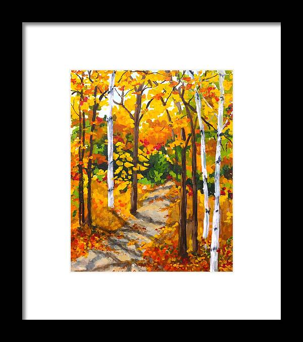 Forest Framed Print featuring the painting Autumn Forest Trail by Diane Arlitt