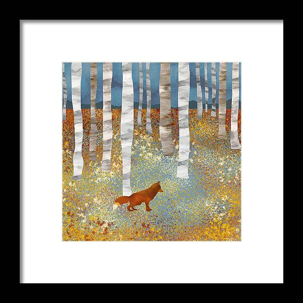 Autumn Framed Print featuring the digital art Autumn Fox by Spacefrog Designs