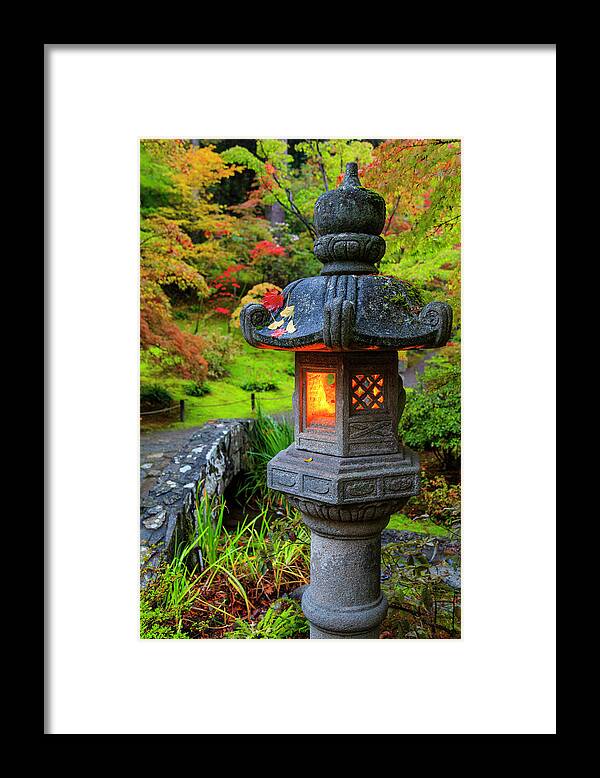 Japanese Garden Framed Print featuring the photograph Autumn Glow by Briand Sanderson