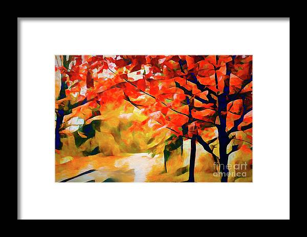 Autumn Foliage Abstract Framed Print featuring the photograph Glorious Foliage On The Rail Trail - Abstract by Anita Pollak