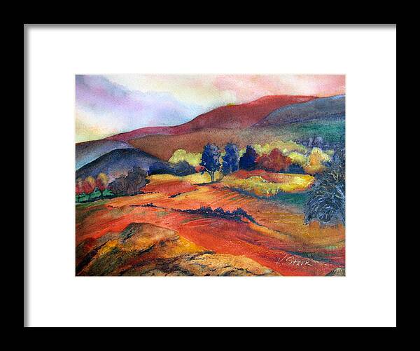Landscape Framed Print featuring the painting Autumn in the Country by Karen Stark