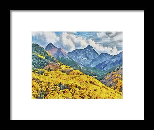 Mountains Framed Print featuring the digital art Autumn in the Rockies by Digital Photographic Arts