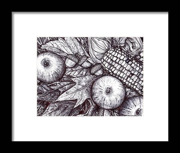 Autumn Framed Print featuring the drawing Autumn is Here by Shana Rowe Jackson