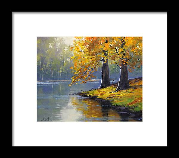 Fall Framed Print featuring the painting Autumn Lake Print by Graham Gercken