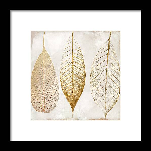 Leaf Framed Print featuring the painting Autumn Leaves III Fallen Gold by Mindy Sommers