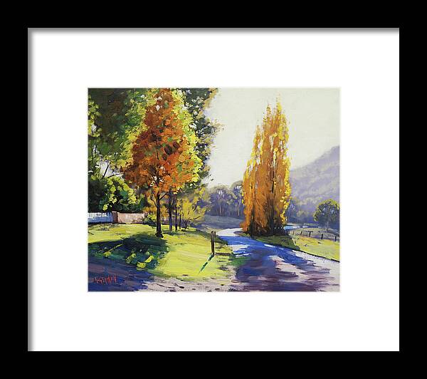 Fall Framed Print featuring the painting Autumn Light Tarana by Graham Gercken