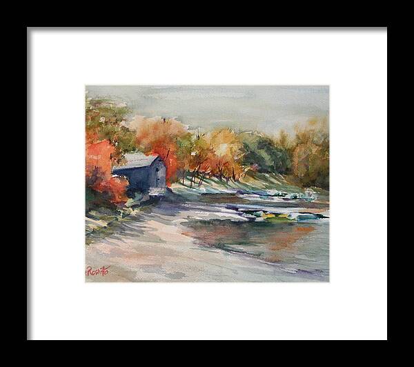 Autumn Morning At The Cove Framed Print featuring the painting Autumn Morning at the Cove by B Rossitto
