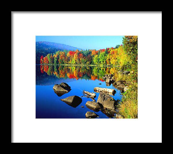 Landscape-autumn-river-adirondack Mts. Framed Print featuring the photograph Autumn Morning by Frank Houck