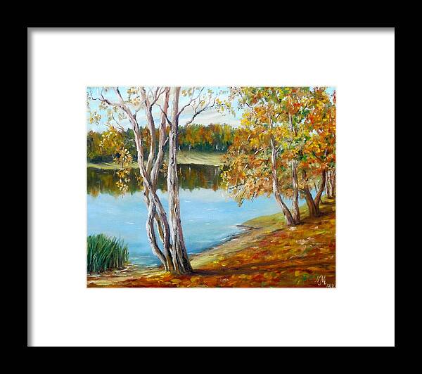 Landscape Framed Print featuring the painting Autumn by Nina Mitkova