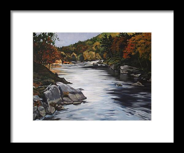 Natalie Eisen Framed Print featuring the painting Autumn on the Allegheny by Outre Art Natalie Eisen
