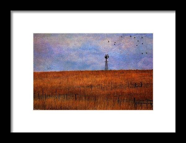 Windmill Framed Print featuring the photograph Autumn Prairie Windmill by Anna Louise