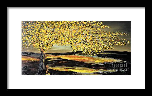 Contemporary Paintings Framed Print featuring the painting Autumn by Preethi Mathialagan