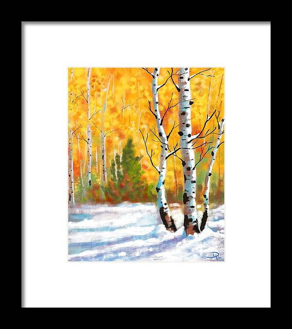 Autumn Framed Print featuring the digital art Autumn Snow by David G Paul