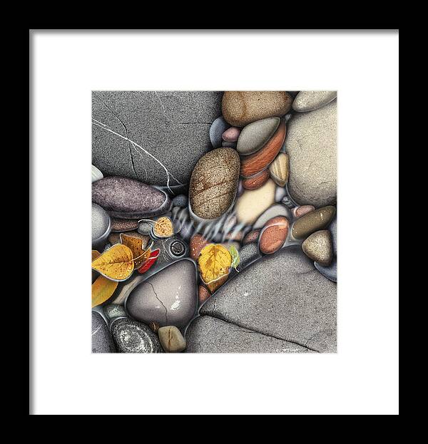 Jon Q Wright Framed Print featuring the painting Autumn Stones by JQ Licensing