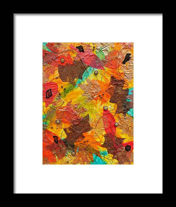 Mixed Media Framed Print featuring the mixed media Autumn Leaves Underfoot by Michele Myers