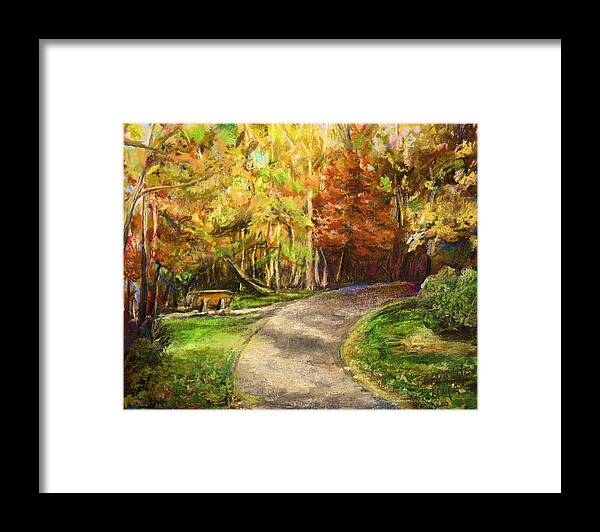 Autumn Framed Print featuring the painting Autumn Walk by Bernadette Krupa
