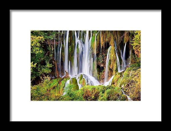 Waterfall Framed Print featuring the photograph Majestic Waterfall in Plitvice Lakes by Artur Bogacki