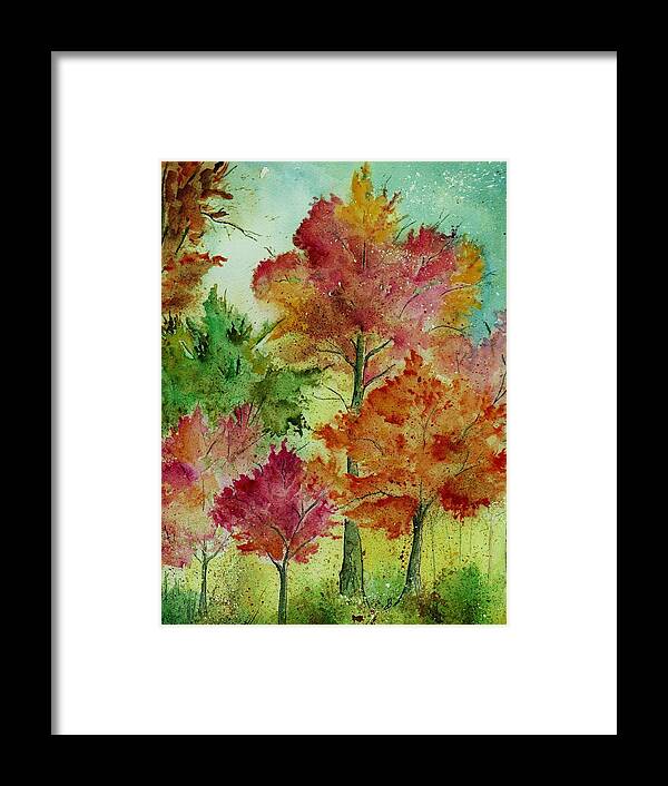 Landscape Framed Print featuring the painting Autumn Woods by Brenda Owen