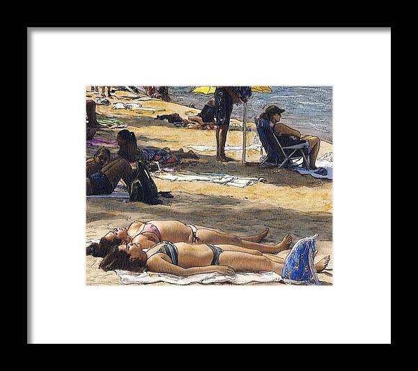 California Framed Print featuring the mixed media Avalon Beach July 4th by Randy Sprout