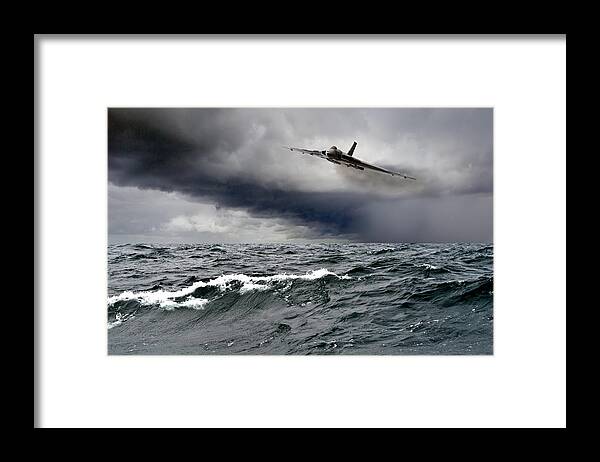 Avro Vulcan Framed Print featuring the photograph Avro Vulcan Black Buck One Atlantic attack run by Gary Eason
