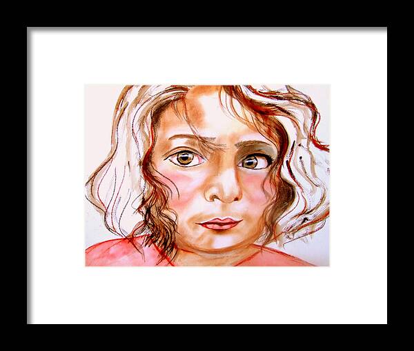 Children Framed Print featuring the painting Ayse by Rusty Gladdish