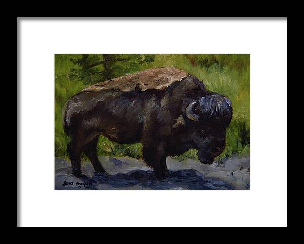 American Buffalo Framed Print featuring the painting B-6 by Lori Brackett