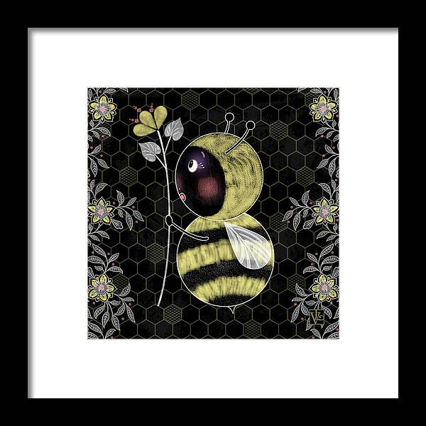 Bumble Bee Framed Print featuring the mixed media B is for Bumble Bee by Valerie Drake Lesiak