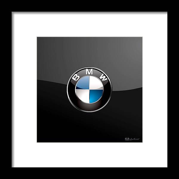 �wheels Of Fortune� Collection By Serge Averbukh Framed Print featuring the photograph B M W 3 D Badge on Black by Serge Averbukh