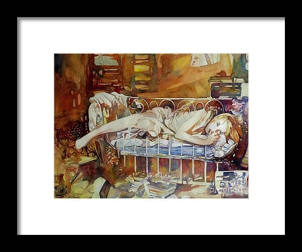 Girl Framed Print featuring the painting Baby Doll by Francoise Chauray