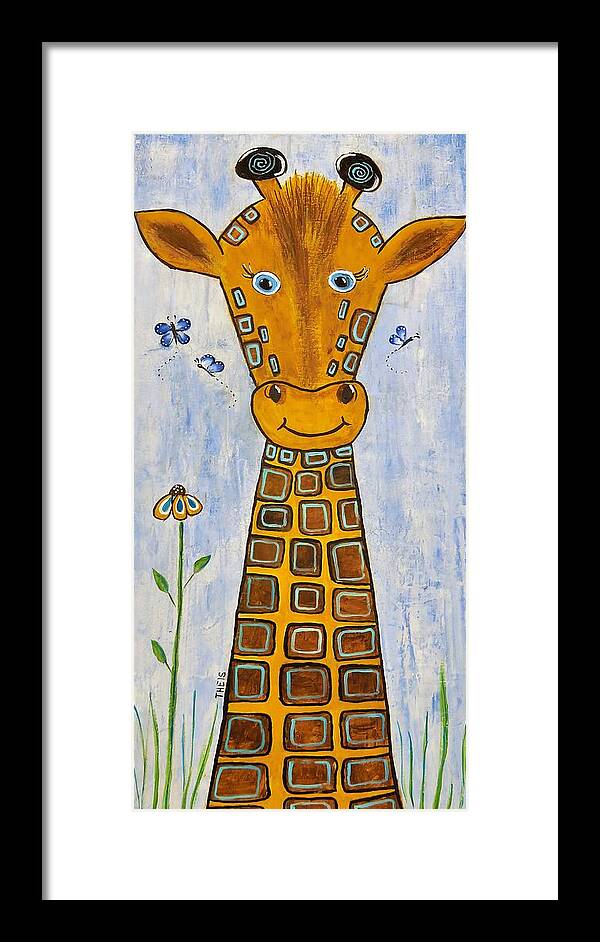 Giraffe Framed Print featuring the painting Baby Giraffe by Suzanne Theis