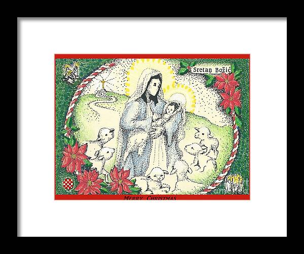 Christmas Framed Print featuring the mixed media Baby Jesus in Medjugorje by Christina Verdgeline