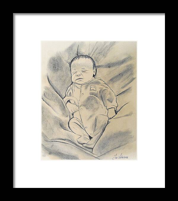 Baby Framed Print featuring the pastel Baby sleeping by Martin Valeriano