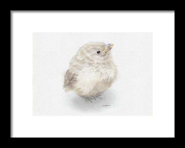 Bird Framed Print featuring the painting Baby Sparrow by Kathie Miller