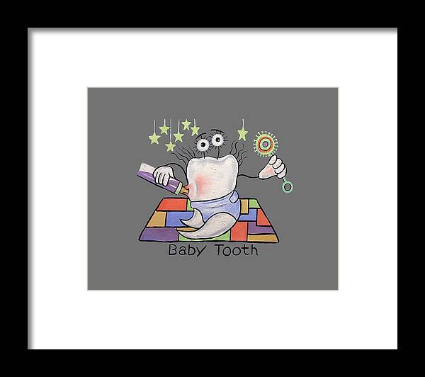 Baby Tooth T-shirts Framed Print featuring the painting Baby Tooth T-Shirt by Anthony Falbo