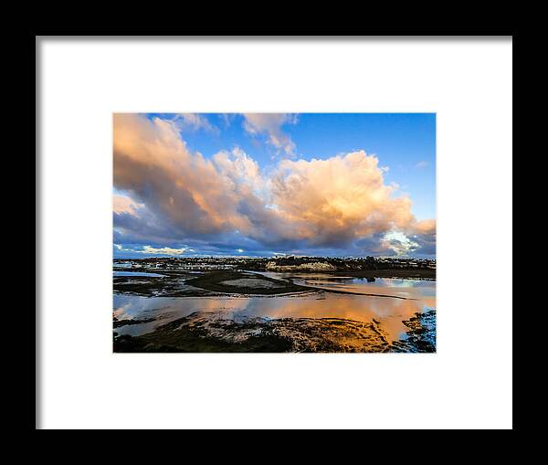 Back Bay Framed Print featuring the photograph Back Bay Sunrise Clouds by Pamela Newcomb