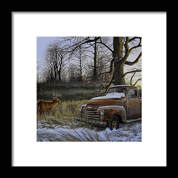 Cabelas Framed Print featuring the painting Back Forty by Anthony J Padgett
