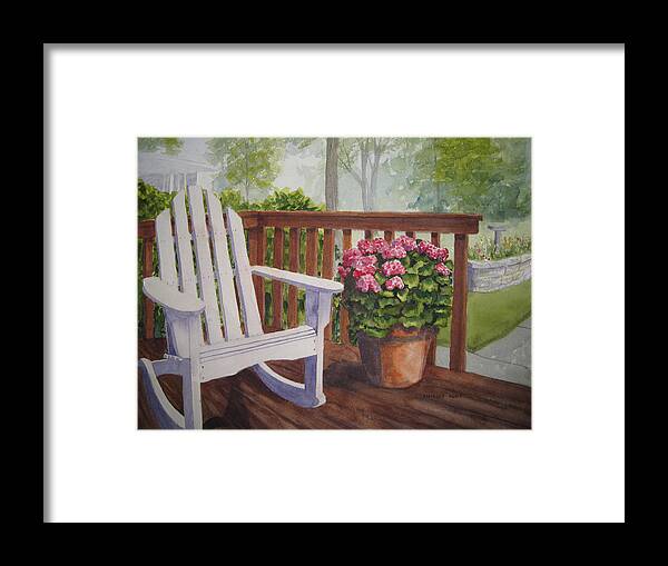 Landscape Framed Print featuring the painting Back Porch by Shirley Braithwaite Hunt