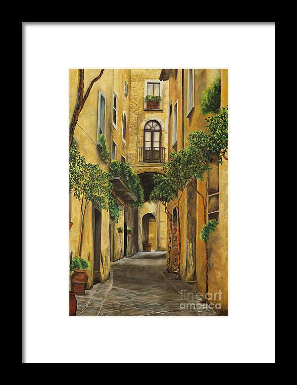 Italy Paintings Framed Print featuring the painting Back Street in Italy by Charlotte Blanchard