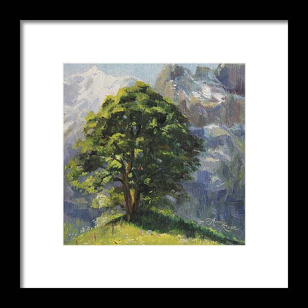 Landscape Framed Print featuring the painting Backdrop of Grandeur Plein Air Study by Anna Rose Bain