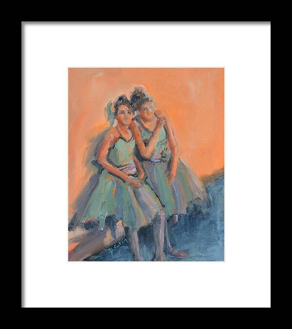 Ballet Framed Print featuring the painting Backstage Ballerinas by Donna Tuten
